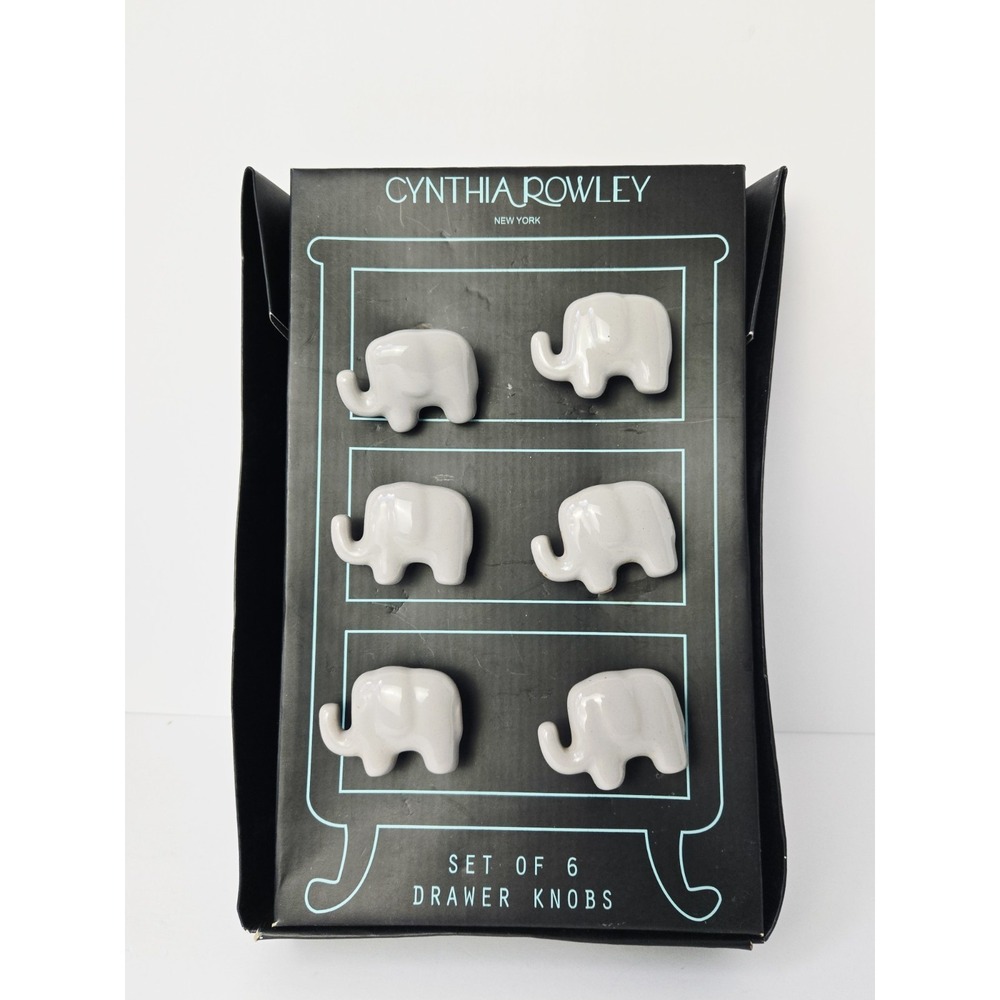Cynthia Rowley set of 6‎ Drawer Knobs New ceramic elephant kids bedroom nursery